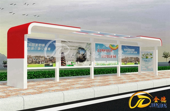 金德常規(guī)款候車亭，發(fā)往海寧第二款實(shí)景